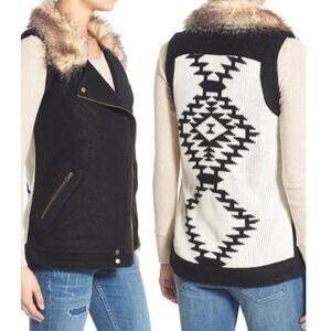 Thread & Supply New W/Tags Wool Blend Faux Collar Sweater Vest Sz Med Aztec Back
